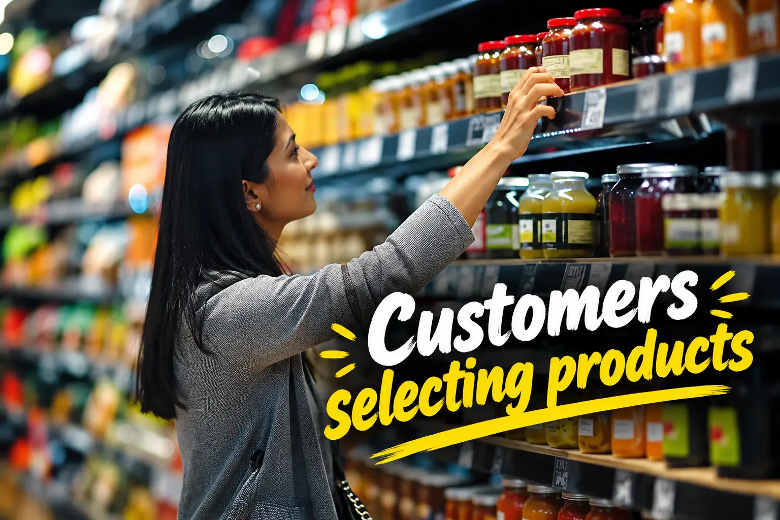 Customers selecting products in a wholesale store